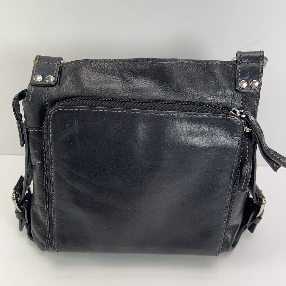 Bolso Bandolera de Cuero FOSSIL Ajustable Cartera de Hombro Organizador Cartera Negro Foto 3 de 4