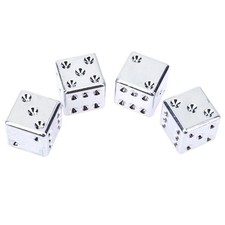4x Chrome Dice Cartruck Valve Stem Caps Air Wheel Tire Covers Universal Silver 4x Chrome Dice Cartruck Valve Stem Caps Air Wheel Tire Covers Universal Silver