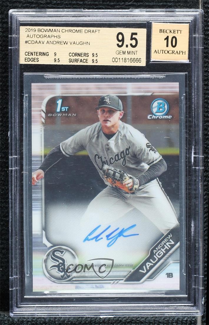 2019 Bowman Draft Chrome Pick Andrew Vaughn #CDA-AV BGS 9.5 GEM MINT Auto 0uh1