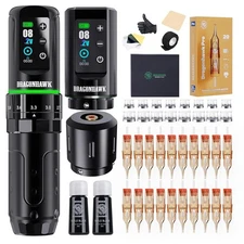 Dragonhawk L3 Tattoo Kit, Cordless/Cord Complete Tattoo Gun Kit Pen Machine, 7 S