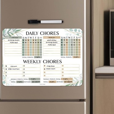 Magnetic Chore Chart for Multiple - Chores Board for Refrigerator, Dry Erase ...