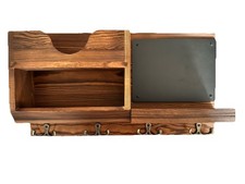 Wooden Hall Storage Shelf Key Hooks Creative Decor Mini Blackboard