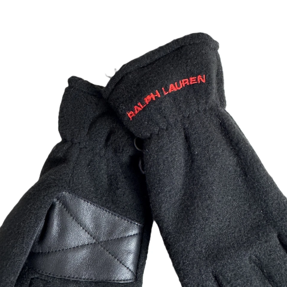 Новый Ralph Lauren черный флис перчатки женщин маленький средний опрятный Normcore винтажный Y2K - Изображение 3 из 4