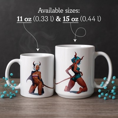 Lesbian Succubus Flip Mug Erotic Queer Anime Coffee Cup