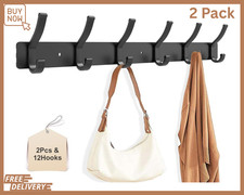 2 Pack Coat Rack Wall Mount, All Metal Wall Hooks for Hanging, Wall Hat Rack wit