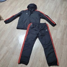 Adidas Three Stripes Padded Tracksuit Set Black Red