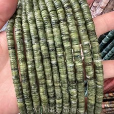 1x6mm Natural Green Southern Jade Heishi Disc Spacer Beads for Jewelry Making