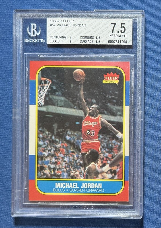 1986 Fleer Michael Jordan BGS 7.5 RC Bulls #57 *Strong Subgrades*