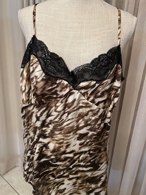 Cami SOFIA VERGARA WOMANS X-Large BROWN ANIMAL PRINT/BLACK LACE TRIM Lingerie
