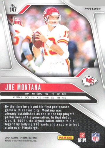 2024 Prizm Football Joe Montana #147 Pink Prizm - Picture 2 of 2