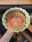Pretty Marigold Millersburg Carnival Glass Peacock Master Bowl No Bee Tiara Back