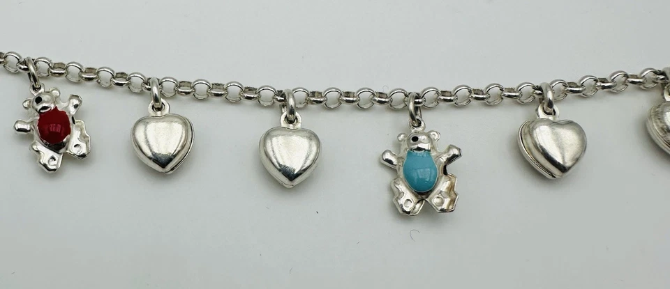 Bracciale Donna  Con Vari Soggetti  Argento 925% Lunghezza 19cm,peso8,3gr - Immagine 4 di 4