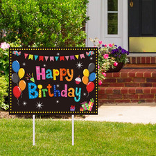 Happy Birthday Party Yard Sign Colorful Birthday Garden Yard Signs with Stakes K