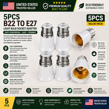 5pcs E27 to B22 Adapter Bulb Light Base Edison Screw Bayonet Converter Adapter