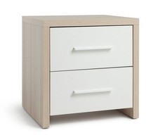Broadway 2 Drawer Bedside Table Oak/White Compact and Stylish Bedroom Storage