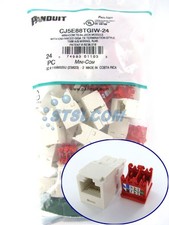  24-PACK Panduit CJ5E88TGIW-24 Cat5e Mini-Com Jack Module, Off-White STSI