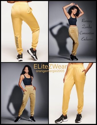 ZUMBA Joggers Harem Dance Pants SweatPant RUNWAY Convention Exclusive Gold S M L