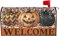 Halloween Mailbox Cover Magnetic Festival Pumpkin Welcome Mailbox Wraps Post Let