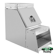 25x28x15 Inch Heavy Duty Aluminum Saddle Step Box Truck Side Organizer