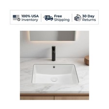 Undermount Bathroom Sink 18.5 x 13.19 Rectangular White Ceramic Basin