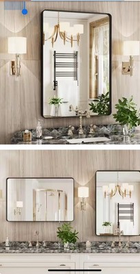 Spigel 24 in. W x 36 in. H Vanity Rectangular Black Wall Mirror Aluminum Alloy F