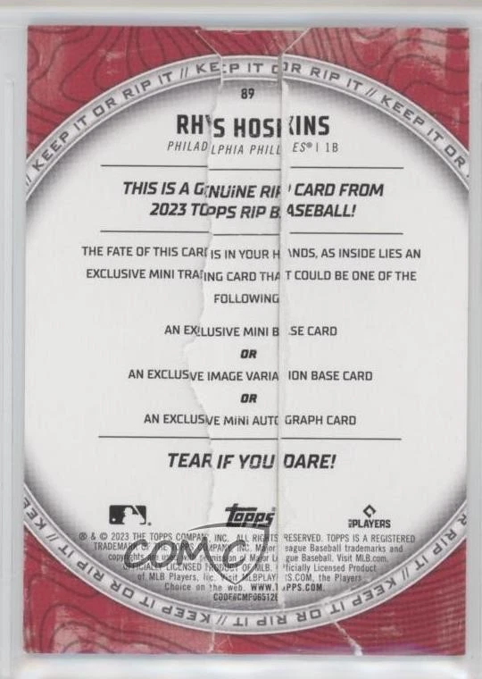 2023 Topps Rip Black Ripped /50 Rhys Hoskins #89 - Image 2 of 2