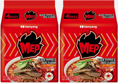 8 Pack - Samyang MEP Black Pepper Beef Ramen Spicy Korean 4.23 Ounce each