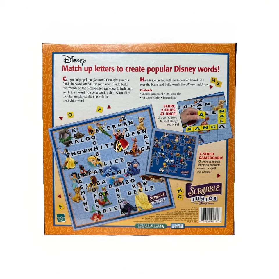 Scrabble Junior Game THE DISNEY EDITION Parker Brothers Ages 5 + Hasbro New - Image 2 of 3