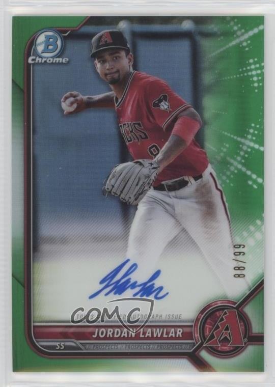 2022 Bowman Chrome Prospect Green Refractor 88/99 Jordan Lawlar #CPA-JLR Auto