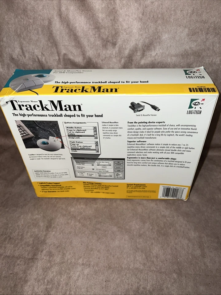 Logitech Trackman Model 4095 Wired Ergonomic Mouse New ND1 - Image 2 of 3