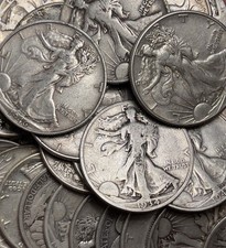 Lot of Three 3 Mixed Date Silver Walking Liberty Half Dollars, Circulated.