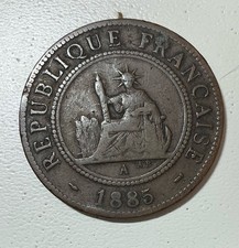 1885 A French Indochina 1 Cent Bronze Coin