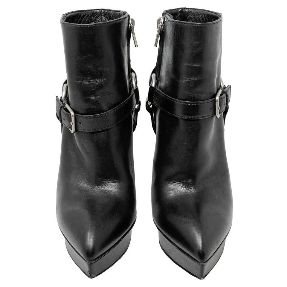 Saint Laurent Janis 120 Arnés Plataforma Cuero Botas Negro Talla 36 Foto 2 de 4