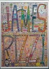 JAMES RIZZI 3D CARTOON HUMOR ARTIST NY SIGNED/INSCRIBED EXHIBITION POSTER 1989 