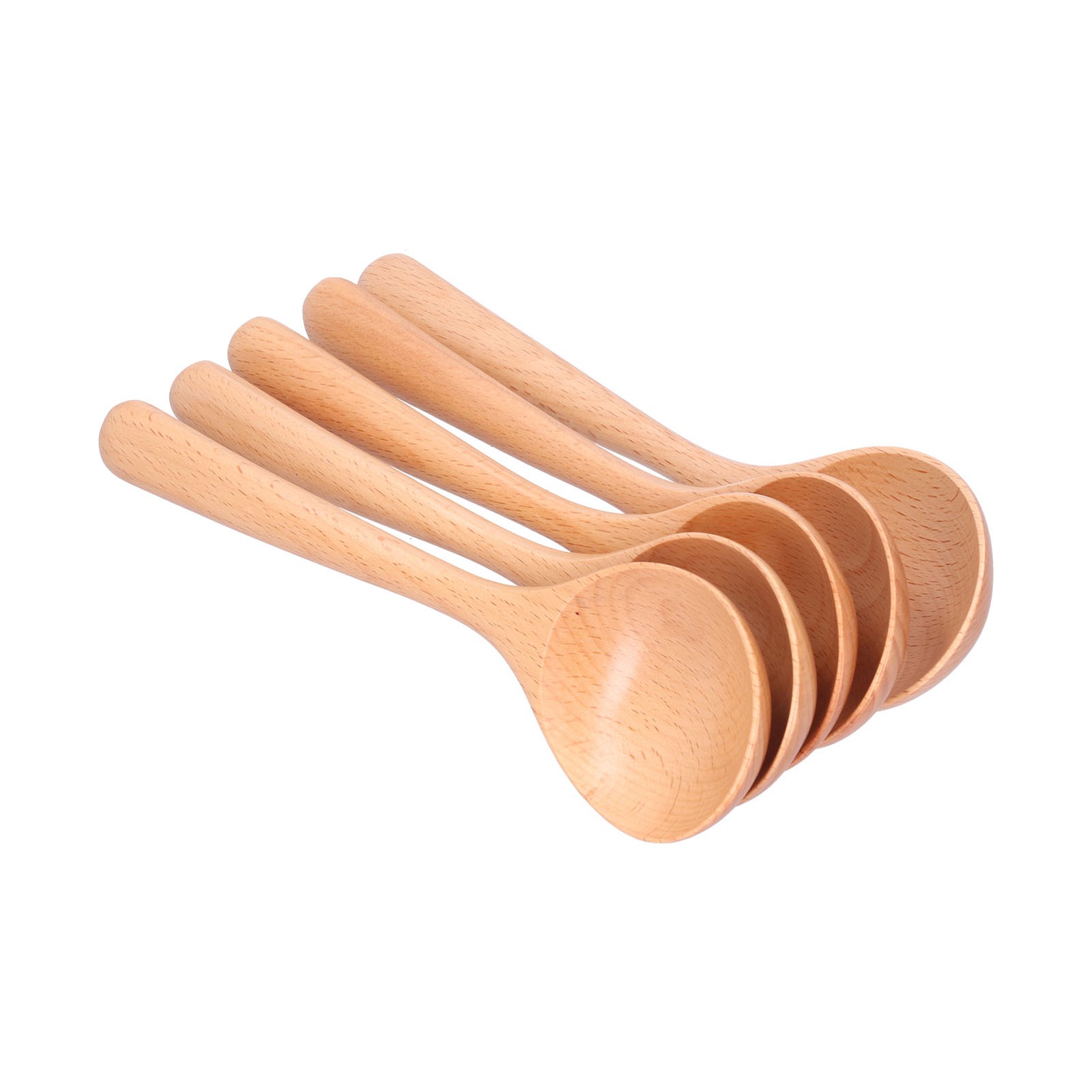 5pcs Long Handle Wooden Spoons For Cooking Utensils - Beech Wood Premium