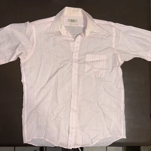 Vintage Arrow Kent Men's Pink Short Sleeve Button Down Dress Shirt Size 16 Large - product listing photo
