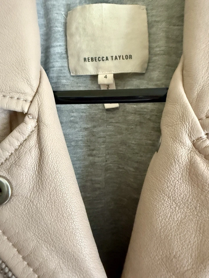 Chaqueta Rebecca Taylor Rosa Piel de Cordero Motociclista Cremallera Talla 4 Foto 2 de 4