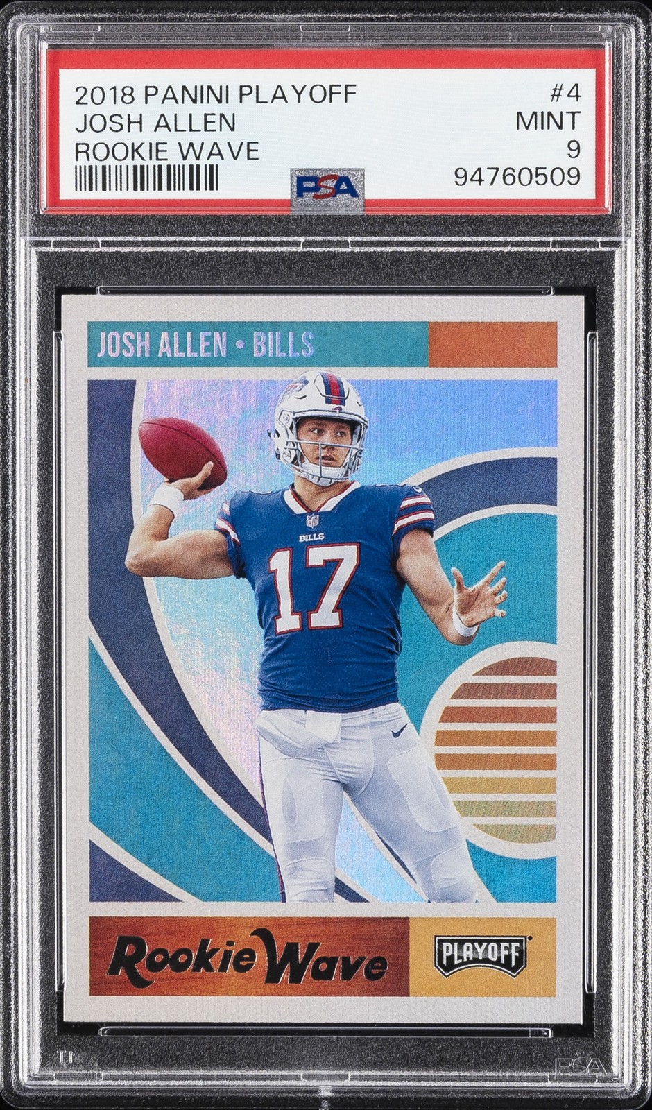 2018 PANINI PLAYOFF ROOKIE WAVE GOLD #4 JOSH ALLEN ROOKIE RC PSA 9