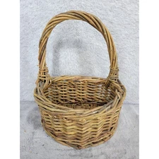 Rustic Wicker Willow Basket Handle Farmhouse Decor Small Planter Pot Holder