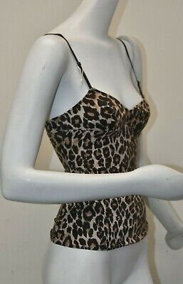 NEW D&G Dolce & Gabbana Underwear Top Leopard Brown Beige 30 EU 65 GB 32