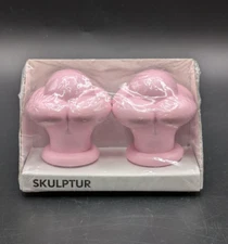 Ikea Skulptur Pink Porcelain Curtain Rod Finials Pack of 2 Flower NEW