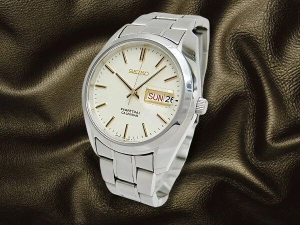 SEIKO SBQL003 Perpetual Calendar Quartz 8F33-0040 Ivory Dial SS