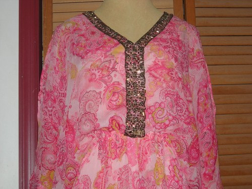 DENIM 24/7 Bead Embellished Paisley Caftan Maxi Dress 16W 18W 20W 22W 24W - Picture 4 of 7