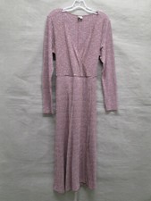 Asos Dress Womens 14 Pink Marled Belted Ladies Melenge Ribbed Casual Stretch