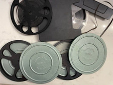 LOT of 5 Vintage 7 Film Reels, 4 Metal 1 Plastic, 3 w/Covers 1 Plast, 3 Met