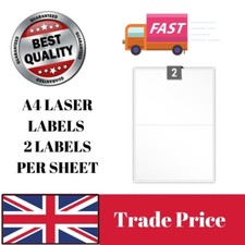 100 X SELBSTKLEBENDE KLEBENDE A4 ADRESSETIKETTEN TINTENSTRAHL LASERDRUCKER 2 ETIKETTEN/BOGEN