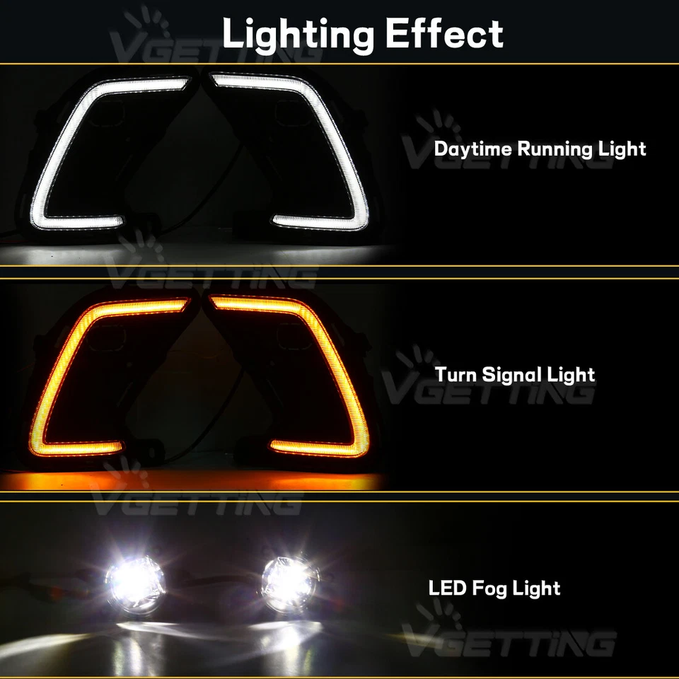 For Toyota Grand Highlander 2024-2025 LED DRL Fog Lamp Kit w/ Turn Driving Light — 第 3/4 张图片