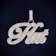 3Ct Round Cut Lab-Created Diamond Custom Letter Pendant 14K White Gold Plated