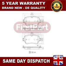 Fits Audi Q7 2015- 3.0 TDi 4.0 Electric FirstPart Rear Brake Pads Set