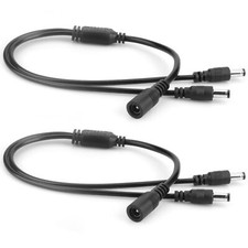 2 PCS 1 to 2 Way DC Power Splitter, 2.1  5.5MM for CCTV Security Camera Strips